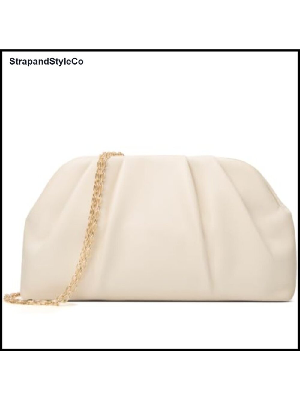PU Leather Pleated Cloud Clutch with Chain Strap